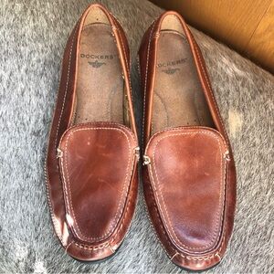 Mens Dockers Catalina leather slip on loafer moccasin saddle leather size 10